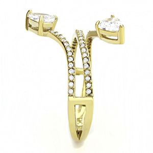 Anello in Acciaio Inossidabile DA171 Clear IP Gold (Ion Plating) con Zirconi Cubici di Grado AAA, Anelli alla Moda - Product Image 4