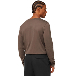 Camiseta de Manga Larga para Hombre, Corte Regular, Color Marrón, Suave, Transpirable, para Gimnasio, Entrenamiento, Deporte, Ropa Deportiva Informal - Product Image 2