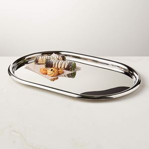 Wholesale Luxury Oval <b>Silver</b> Metal Serving Tray Bulk Hotel Platter with Elegant High Polished <b>Mirror</b> Finish Modern Home Decor - Product Image 2