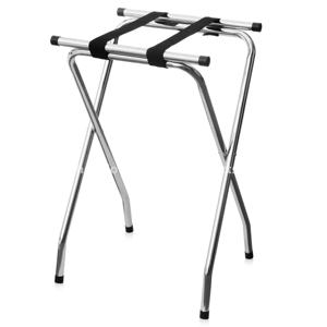 New Top Cagnshan Henry Foodservice <b>Mirror</b> Chrome Finish Double Bar Folding Tray Stand Silver Storage Holder Metal Tray Stand - Product Image 4