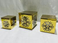 Ensemble de 3 supports décoratifs en métal doré style Z pour buffet, mariage, Ramadan, Diwali, présentoir de style moderne du milieu du siècle