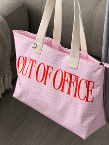 Grand sac fourre-tout en toile écologique à carreaux avec fermeture éclair, option logo personnalisé, bandoulière - Product Image 3