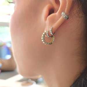 14K <b>Solid</b> Gold Round Lab Grown Diamond Gearings <b>Hoop</b> <b>Earrings</b> Pave Set Modern Chunky Luxury Dainty Everyday Wear Jewelry Huggies - Product Image 4