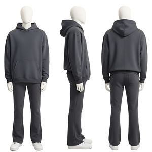 ชุดวอร์มลำลองมีฮู้ดสำหรับผู้ชาย ผ้าหนานุ่ม ระบายอากาศได้ดี ผลิตจากโพลีเอสเตอร์/คอตตอน มีเชือกผูกเอว กางเกงวอร์มแบบเรียบสีพื้น - Product Image 6