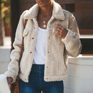 Veste en sherpa duveteuse pour homme, col rabattu, simple boutonnage, manteau d'hiver décontracté, épaisse, en polaire pelucheuse - Product Image 4