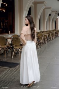 VIVI KA Beige <b>Off</b> <b>Shoulder</b> Ruffle Chiffon Blouse Women Elegant <b>Long</b> Puff <b>Sleeve</b> <b>Top</b> 100% Polyester Casual <b>Top</b> HAILEY - Product Image 4