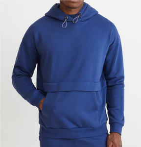 Sweat-shirt à capuche en molleton uni pour homme, coupe classique, pull décontracté, vert, tricoté - Product Image 4