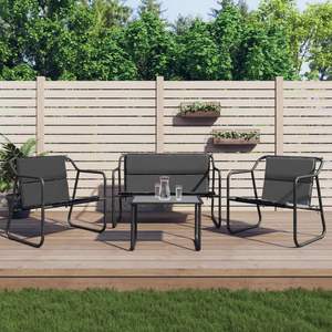 Ensemble de salon de jardin en acier anthracite thermolaqué, durable et de taille moyenne - Product Image 1