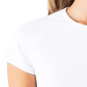 Camiseta Deportiva Blanca de Manga Corta para Mujer, Transpirable, Ajustada, de Algodón, para Gimnasio, Fitness, Entrenamiento, Ejercicio - Product Image 4