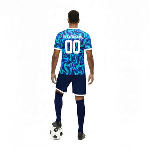 Uniforme de Fútbol Unisex Personalizado, Nuevo Diseño, Conjunto de Equipo Personalizado, 100% Poliéster, Impresión por Sublimación Completa, Apliques, Protección UV - Product Image 3
