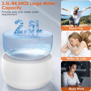 Fontanella Intelligente per Animali Domestici da 2.5L (84.54OZ) con Luce LED, 7 Filtri Sostituibili, Pompa Silenziosa e Livello d'Acqua Elevato - Product Image 3