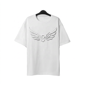 T-shirt en jersey de coton blanc à manches courtes et col rond pour homme, coupe classique, couleur unie, design uni, tissu tricoté - Product Image 2