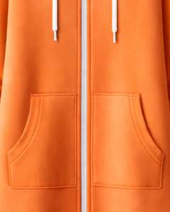 Sudadera con capucha larga naranja para mujer, abrigo de invierno con forro polar y bolsillos tipo canguro, ropa casual cálida, fabricación OEM personalizada - Product Image 6