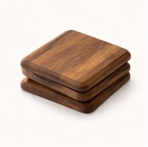 Sous-verres artisanaux en bois de noyer noir de qualité supérieure, écologiques, carrés, avec grain naturel, pour la maison et le bureau, en promotion - Product Image 2