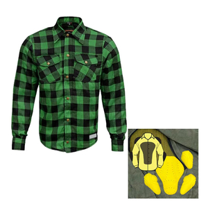 Men's Green Black Plaid Full Sleeve <b>Motorcycle</b> Kevlar <b>Shirts</b> Flannel <b>Shirt</b> With CE Level 1 Armor Protection <b>Motorcycle</b> Riding - Product Image 1