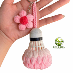 Llavero de Bádminton Hecho a Mano con Ganchillo, Colgante de Flor Bonito de Algodón Leche, Regalo para Aficionados al Deporte, Productos de Moda - Product Image 2