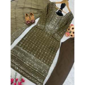 Top y pantalones de fiesta para mujer de diseñador con hermoso conjunto elegante de Dupatta - Product Image 3