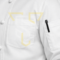 Vêtements de cuisine pour restaurant et hôtel, uniforme de chef en coton/polyester, vente en gros OEM, manches longues réglables, pour hommes cuisiniers