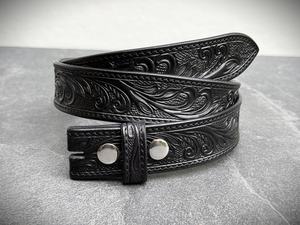Ceinture en cuir véritable, cuir de vache, broderie florale, style vintage, boucle à ardillon argentée, décontractée, durable, design western - Product Image 2