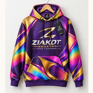 Sudadera con Capucha Deportiva 3D Azul Claro-Rosa con Patrón de Graffiti Cosido Personalizado de la Industria Ziakot, Venta al Por Mayor Directa - Product Image 6