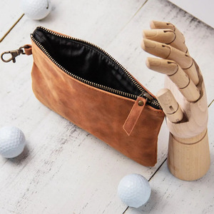 Pochette de golf en cuir véritable de haute qualité avec fermeture éclair, support d'équipement durable pour les tournois, les séances d'entraînement et les voyages - Prix raisonnable - Product Image 2