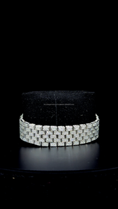 Montre Homme Antique en Acier Inoxydable Style Sport Tendance Grandes Diamants Moissanite Échelle Romaine Calendrier Bleu Ciel Plein Cadran 20mm - Product Image 4