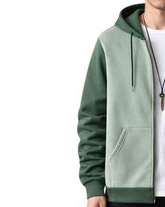 Sudadera con capucha personalizada para hombre en verde oliva y verde oscuro con cremallera, de algodón suave y forro polar, estilo casual urbano para invierno, fabricante personalizado. - Product Image 4