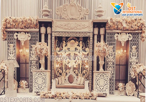 เวทีงานแต่งงานแบบราชวงศ์พร้อมเสาต้นปาล์ม ตกแต่งเวทีงานแต่งงานแบบตะวันตก จัดงานแต่งงานแบบเวทีเปิด ตกแต่งงานอีเว้นท์ในออสเตรเลีย - Product Image 3