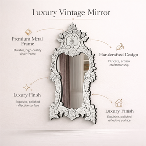 Espejo Decorativo de Pared Estilo Barroco Veneciano |   Espejo Decorativo de Estilo Antiguo de Lujo para Sala de Estar, Vestíbulo de Hotel y Decoración de Interiores del Hogar - Product Image 2