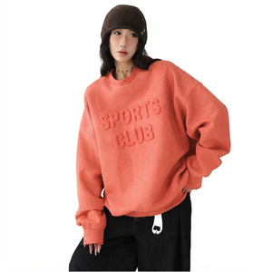 เสื้อสเวตเชิ้ตคอกลมโอเวอร์ไซส์สำหรับผู้หญิง ลายปักตัวอักษรสโมสรกีฬา ดีไซน์ไหล่ตก ผ้าถักนิตติ้ง ผ้าฝ้าย สไตล์ฤดูใบไม้ร่วง - Product Image 1