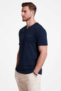 Oneten Apparel T-shirt à manches courtes et col en V pour homme, bleu marine, avec patte de boutonnage, coupe décontractée - Product Image 2