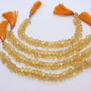 ลูกปัดซิทรินทรงหยดน้ำเจียระไนธรรมชาติ ขนาด 6x9 มม. พลอยซิทรินแท้ 8 นิ้ว สีเหลือง สำหรับทำเครื่องประดับ ขายส่ง - Product Image 1