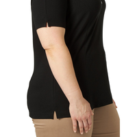 Top de Punto Informal de Talla Grande para Mujer, Color Sólido, 100% Algodón con Mezcla de Spandex, Transpirable, Manga Corta, OEM, ODM, Personalizado