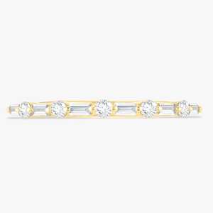 Anillo de media eternidad con diamantes cultivados en laboratorio de corte redondo y baguette, oro macizo real de 14K, anillo de boda apilable, precio de fábrica al por mayor - Product Image 1