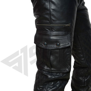 Pantalon Moto Homme Noir en Cuir Écologique Enduit PU Coupe Droite Taille Mi-Haute Fermeture Éclair Multiples Poches Léger - Product Image 5