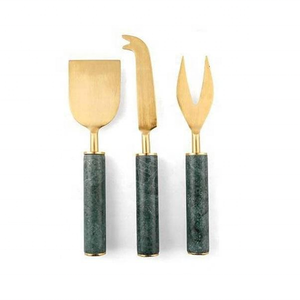 Wholesale 4-Piece <b>Cheese</b> <b>Knife</b> <b>Set</b> Eco-Friendly Silver Leafy Green Resin Handles Luxury Modern Design Hand Wash Only - Product Image 2