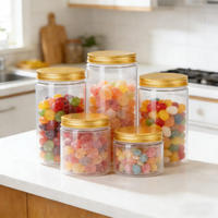 Bocaux ronds en plastique PET transparents à large ouverture avec couvercle, personnalisables, pour biscuits, bonbons, gelées, stockage alimentaire, emballage, marque JSJ