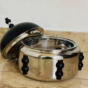 Classic Silver Finished Casserole with Black Lid Perfect for Hot Food Serving <b>Dining</b> <b>Table</b> Display and Guest Entertaining Use - Product Image 1