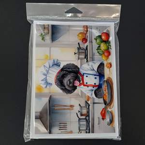 Whimsical A7 Tamaño 5x7 Perro de agua portugués el Chef Tarjetas de notas en blanco Paquete de 8 con sobres Tarjetas de felicitación - Product Image 3