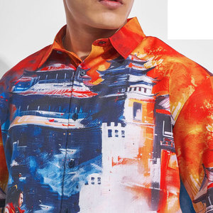 เสื้อเชิ้ตฮาวายแขนสั้นพิมพ์ลายสำหรับผู้ชาย ปกคอปกเสื้อพับได้ เหมาะสำหรับใส่ในช่วงวันหยุดฤดูร้อน ผ้าป๊อปลินระบายอากาศได้ดี เสื้อเชิ้ตชายหาดฮาวาย - Product Image 6