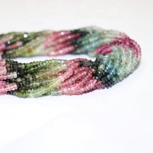 Nueva llegada Multi turmalina facetada Rondelle Beads Natural turmalina cuentas turmalina hebras - Product Image 1