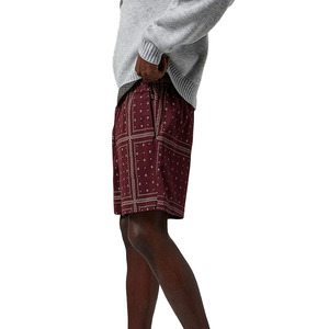 Men's <b>Burgundy</b> Solid Mid Waist Elastic Drawstring Casual Woven 100% Polyester <b>Shorts</b> Pockets Front Quick Dry Breathable Style - Product Image 6