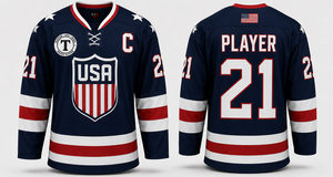 Camiseta de Hockey sobre Hielo para Hombre, Manga Larga, Cuello en V, Impresión Sublimada, Absorbe la Humedad, 100% Poliéster, Antibacteriana, Equipo 21, Bandera Británica - Product Image 2