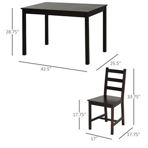 Set da pranzo con angolo colazione in legno da 5 pezzi tavolo da cucina e sedie Color castagna - Product Image 3