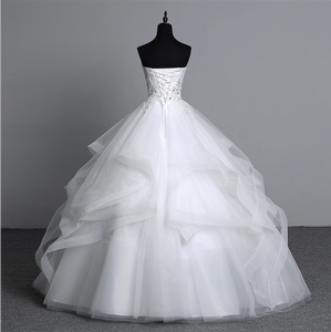 Vestido de Novia Clásico Corte A, Manga Larga, Espalda de Encaje, Chifón, Bordado, Perlas, Largo hasta el Suelo, Cuello en V - Product Image 6