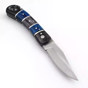 <b>Prime</b> Crafts International Industrial Grade Blue Inlay Folding Pocket Knife Drop Point Stainless Steel Blade Wood Handle 12-inch - Product Image 1