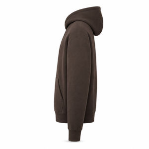 Sweat à capuche homme en molleton de coton épais, coupe droite, couleur taupe, sans cordon de serrage, épaules tombantes, poche, séchage rapide, vente en gros - Product Image 6