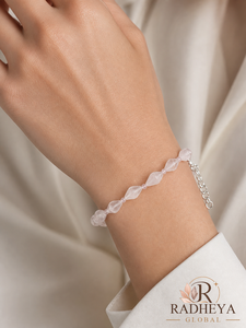 Handmade Quartz Stone <b>Beaded</b> <b>Bracelet</b> with Silver Lobster Clasp, Elegant Fashion Jewelry for Women Gift & Everyday Wear - Product Image 3