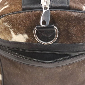 Sac de voyage de luxe en cuir de vachette véritable, fait main, avec fourrure, sac de week-end avec ceinture assortie - Product Image 6