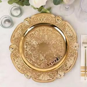 Assiette de Présentation Métallique Premium pour Décoration de Table de Mariage, Assiette Ronde Dorée pour Hôtels, Banquets et Événements - Product Image 1